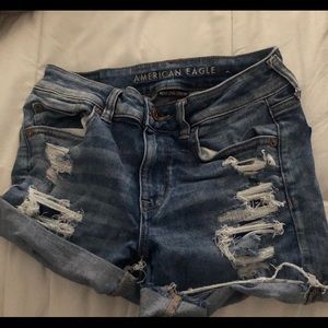 medium wash american eagle jeans short